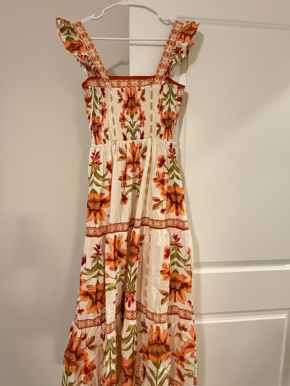 Flying Tomato Cream Maxi Dress with Rust Floral Print - Picture 15 of 16